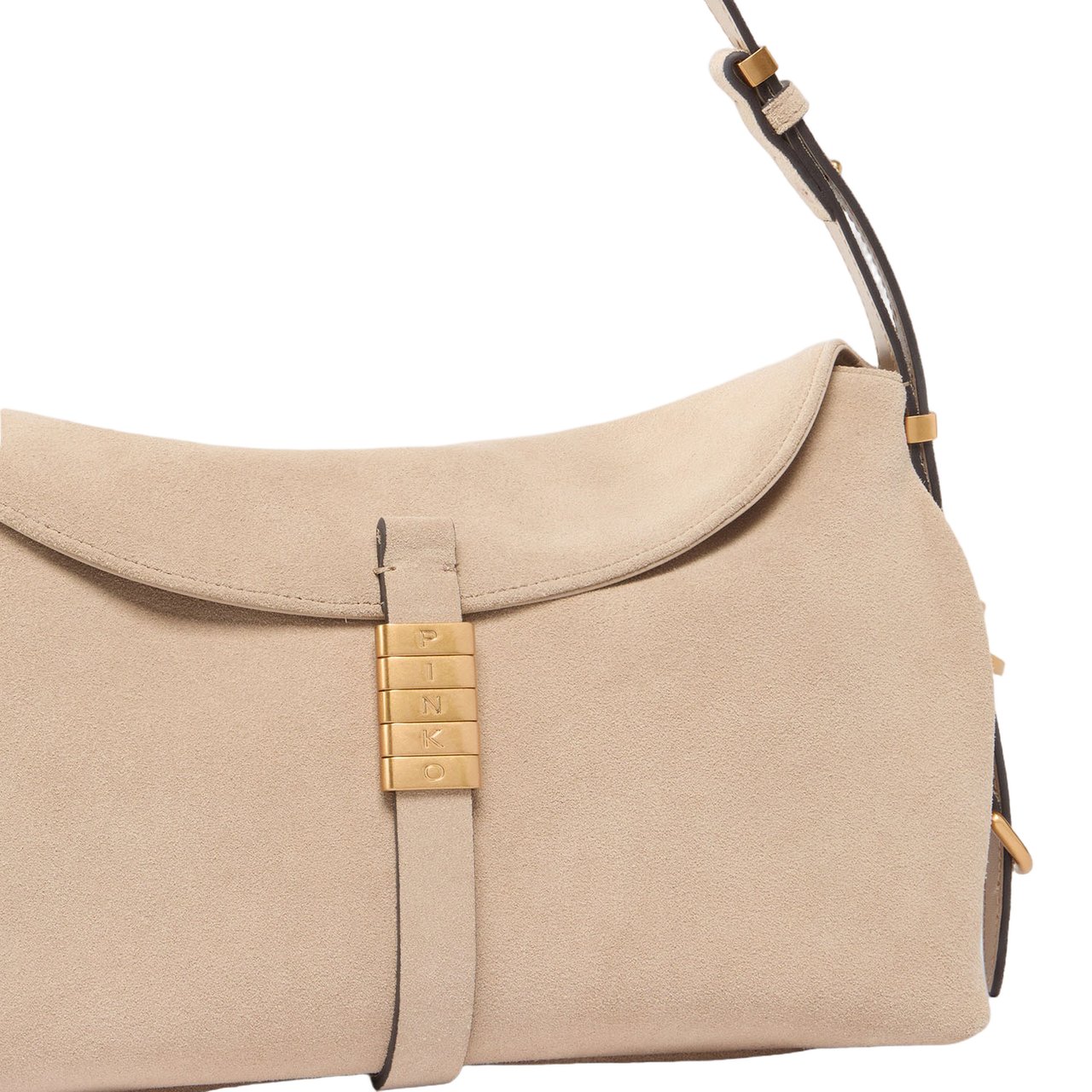 Pinko Beige Suede Leather Handbag Wit