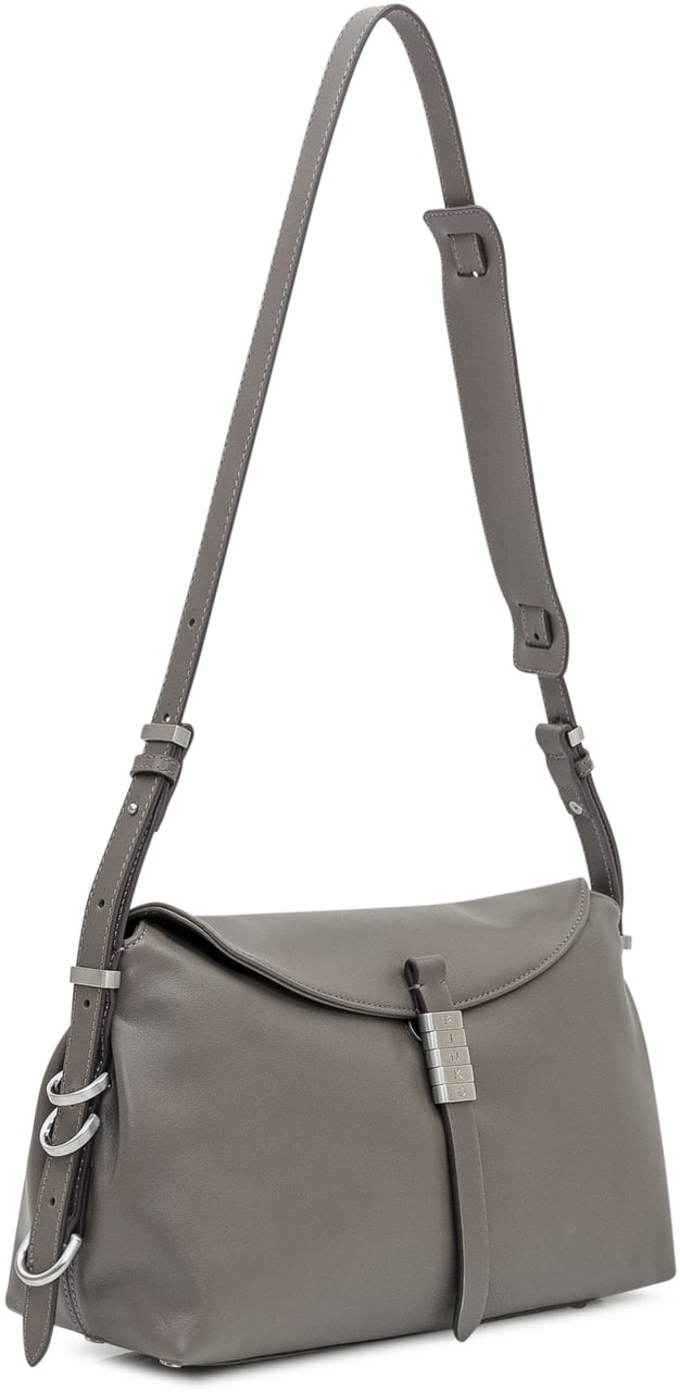 Pinko Pinko Borsa New Saddle in Pelle Grigia Grijs