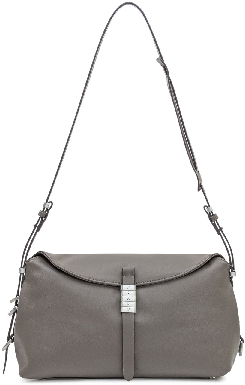 Pinko Pinko Borsa New Saddle in Pelle Grigia Grijs