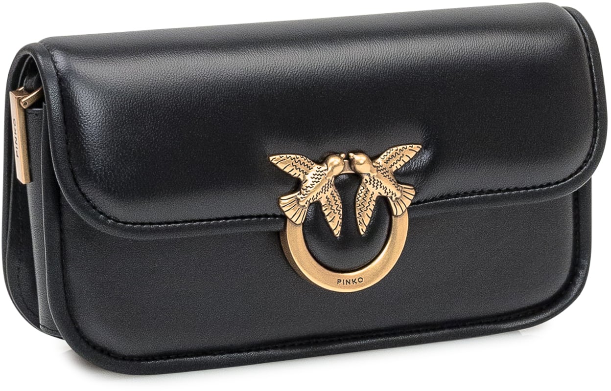 Pinko Pinko Borsa Love Mini Bag in Pelle Nera Zwart