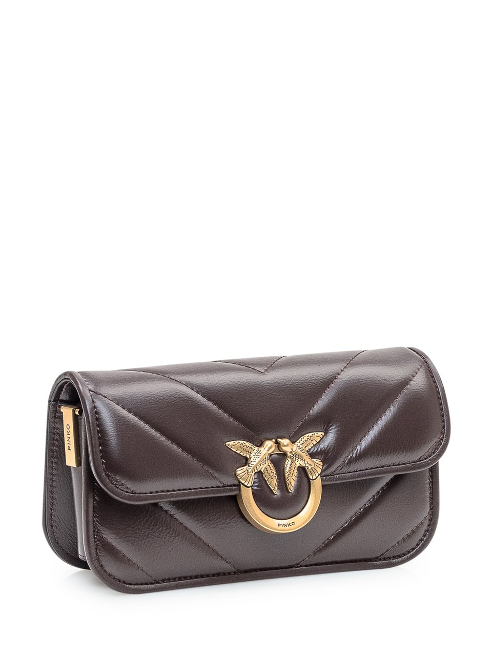 Pinko Borsa Pinko Love Box Baguette in Pelle Trapuntata Bruin