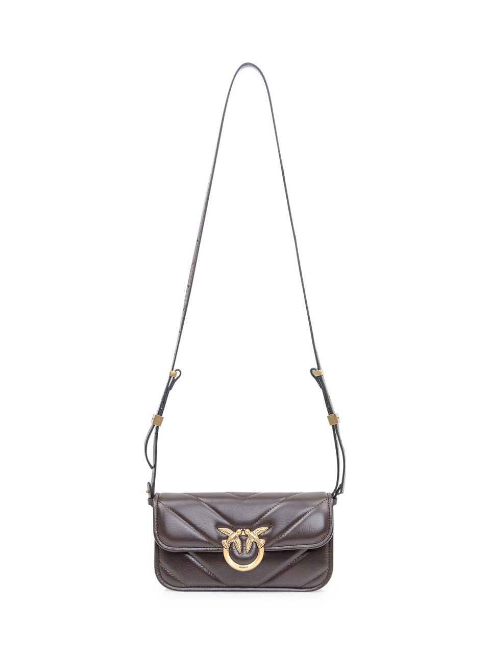 Pinko Borsa Pinko Love Box Baguette in Pelle Trapuntata Bruin