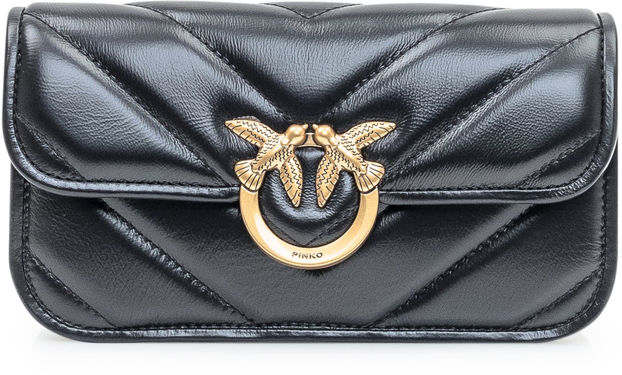 Pinko Borsa Pinko Love Box Baguette in Pelle Nera Zwart