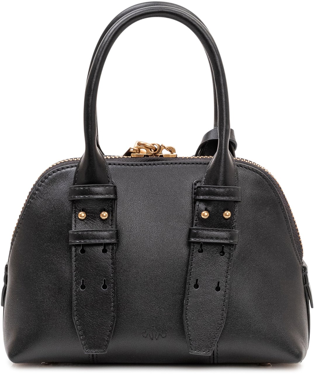 Pinko Borsa Bowling Mini con Zip e Manici Zwart