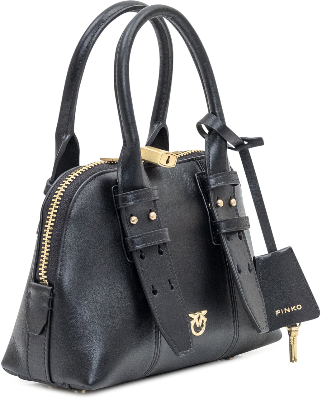 Pinko Pinko Bowling Bag Mini in Pelle Nera Zwart