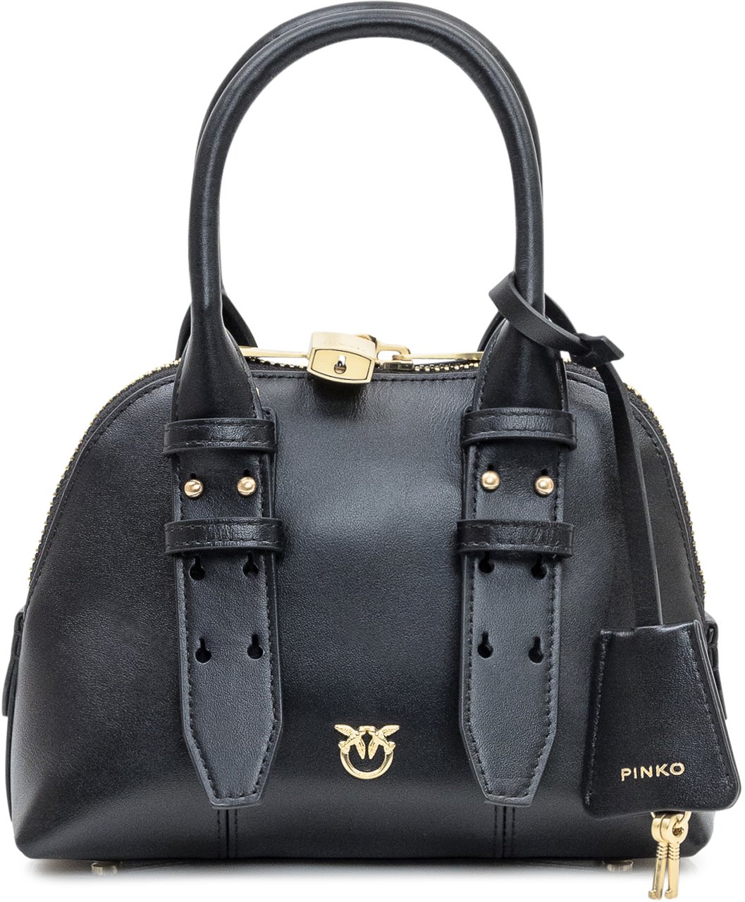 Pinko Pinko Bowling Bag Mini in Pelle Nera Zwart