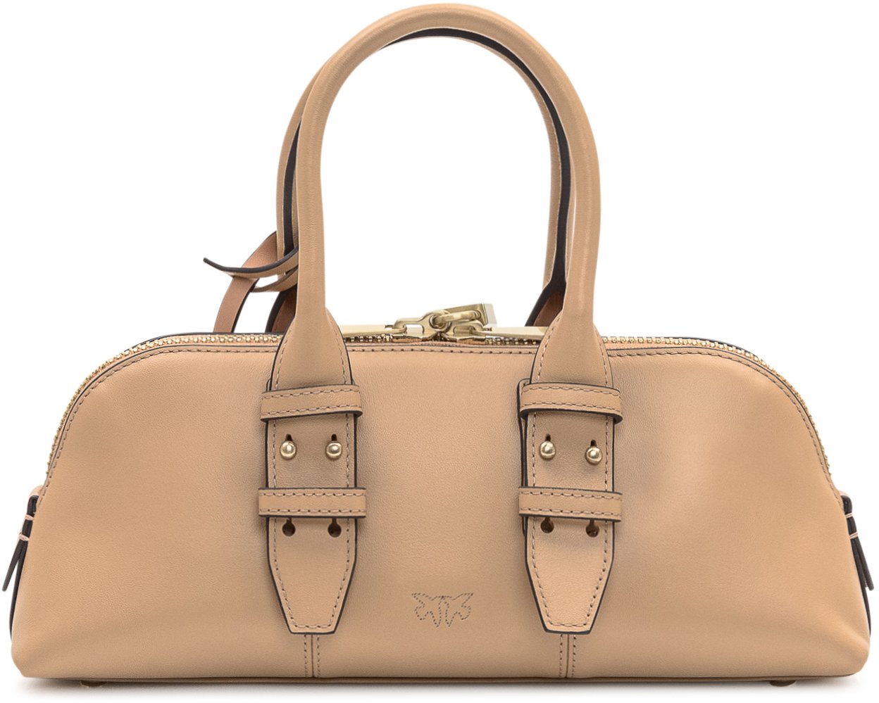 Pinko Pinko Bowling Bag Baguette in Pelle Beige Roze