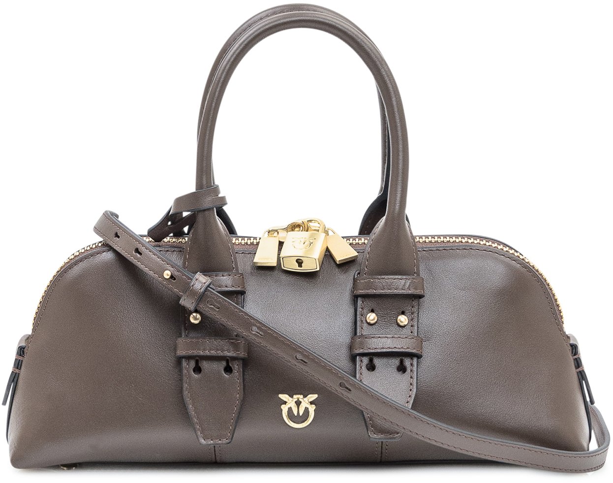 Pinko Borsa Bowling Baguette in Pelle Pinko Marrone Bruin