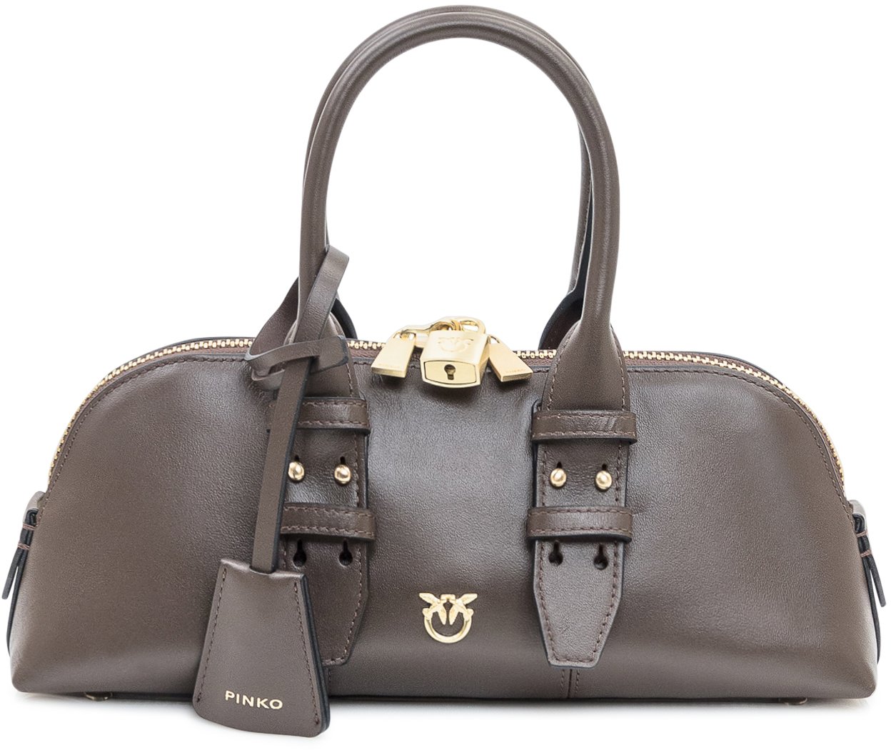 Pinko Borsa Bowling Baguette in Pelle Pinko Marrone Bruin
