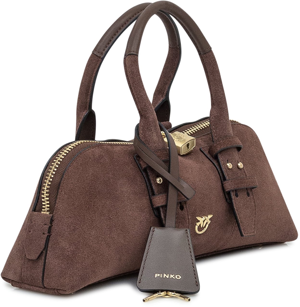 Pinko Borsa Pinko in suede con dettagli in pelle Bruin
