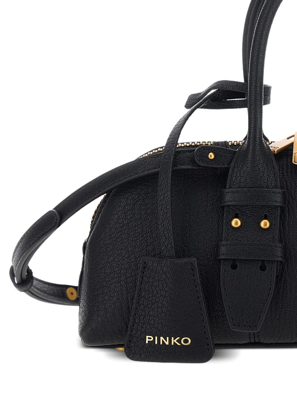 Pinko Horizontally Elongated Bowling Bag with Gold-Tone Hardware Zwart