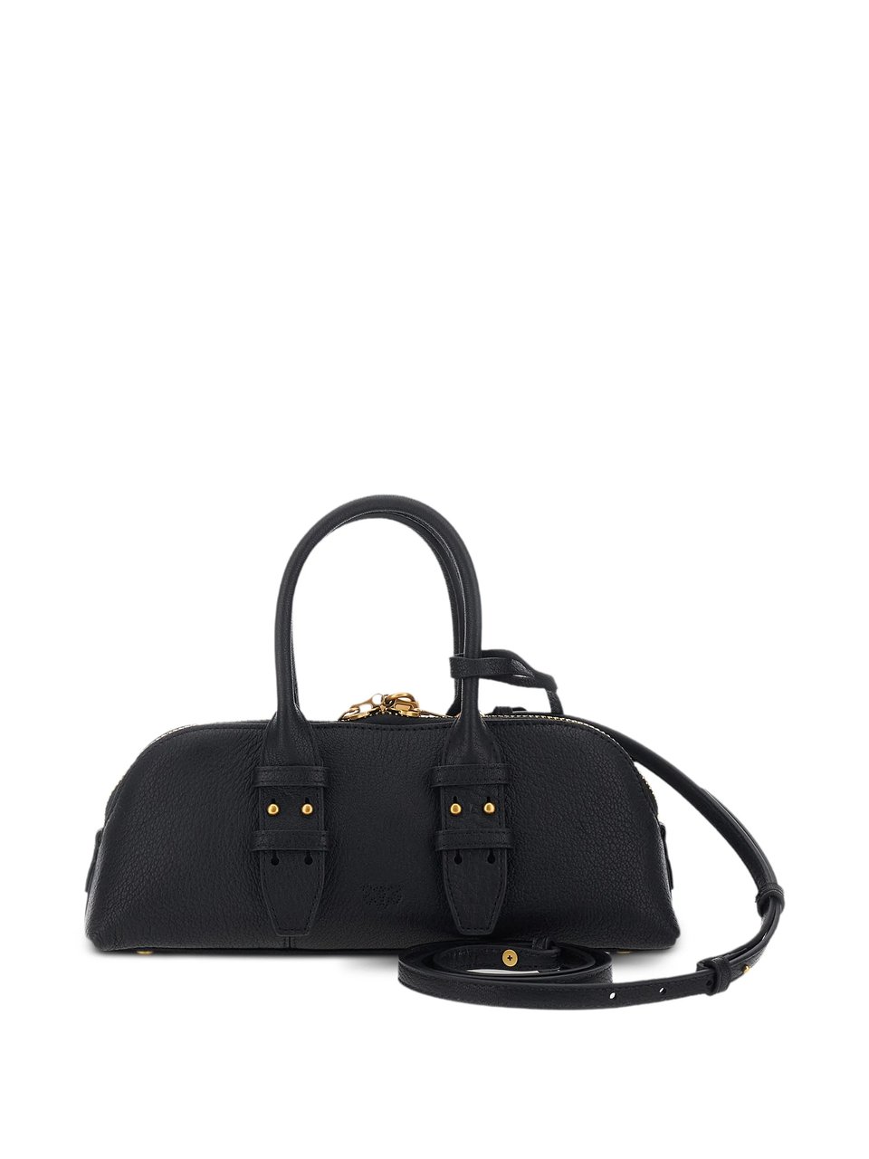 Pinko Horizontally Elongated Bowling Bag with Gold-Tone Hardware Zwart