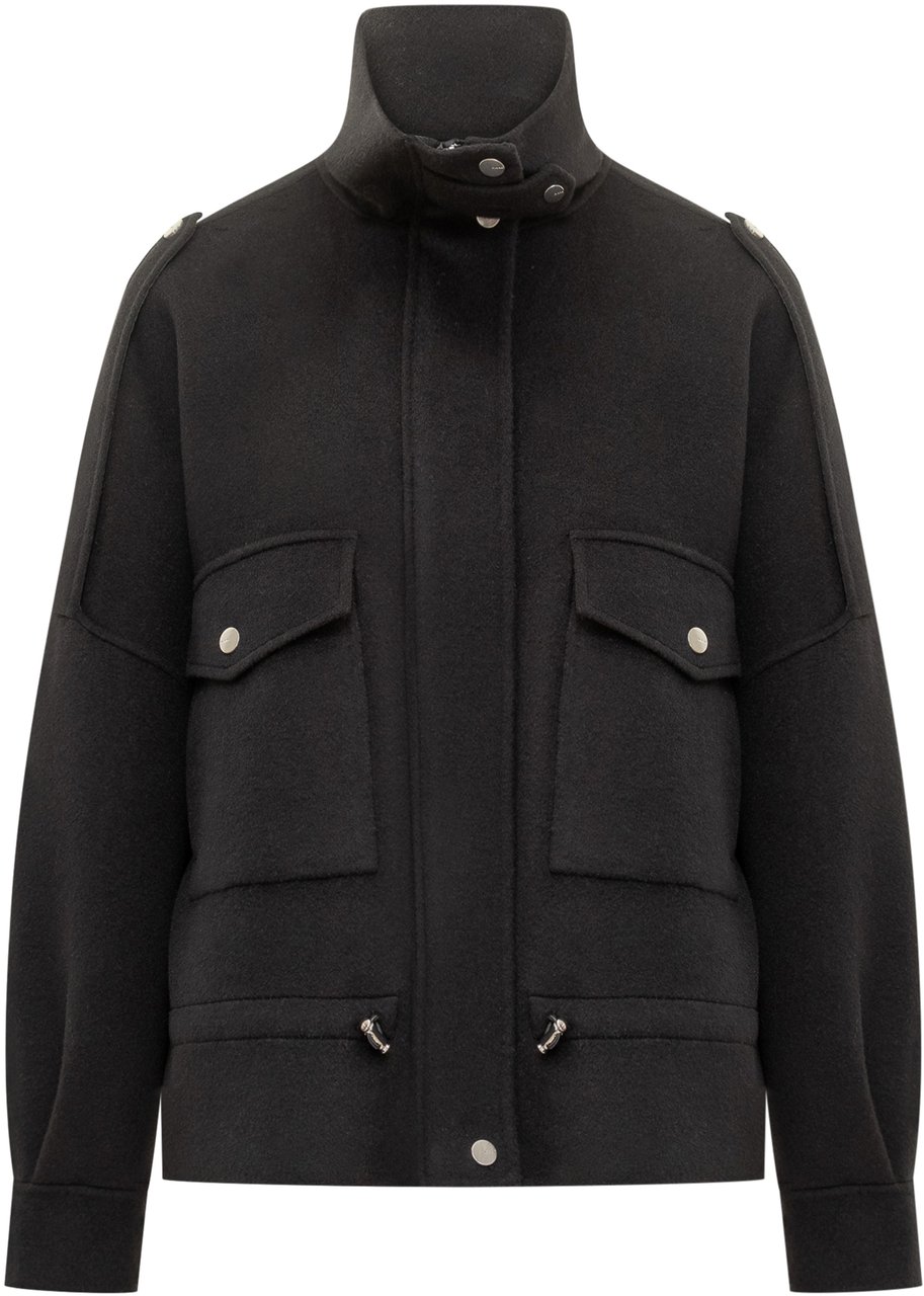 Pinko Pinko Caban Crostino in Lana Nero Zwart