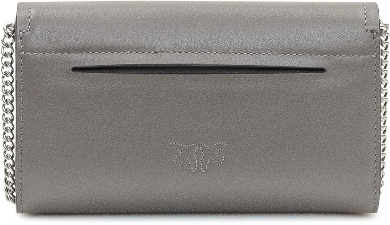 Pinko Portafoglio a Tracolla Pinko Saddle con Catena Grigio Grijs