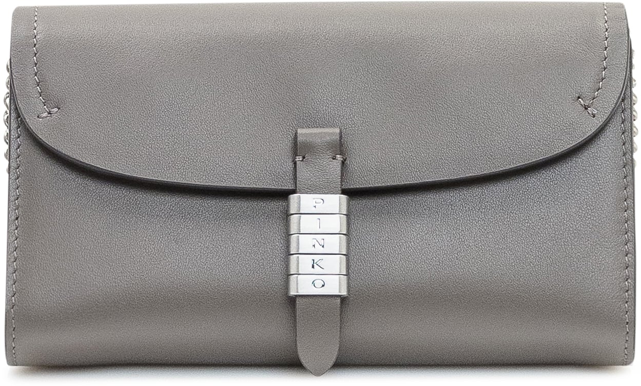 Pinko Portafoglio a Tracolla Pinko Saddle con Catena Grigio Grijs