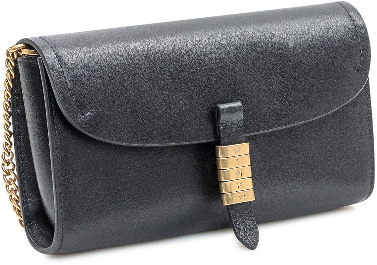 Pinko Portafoglio a Tracolla Pinko Saddle con Catena Nero Zwart