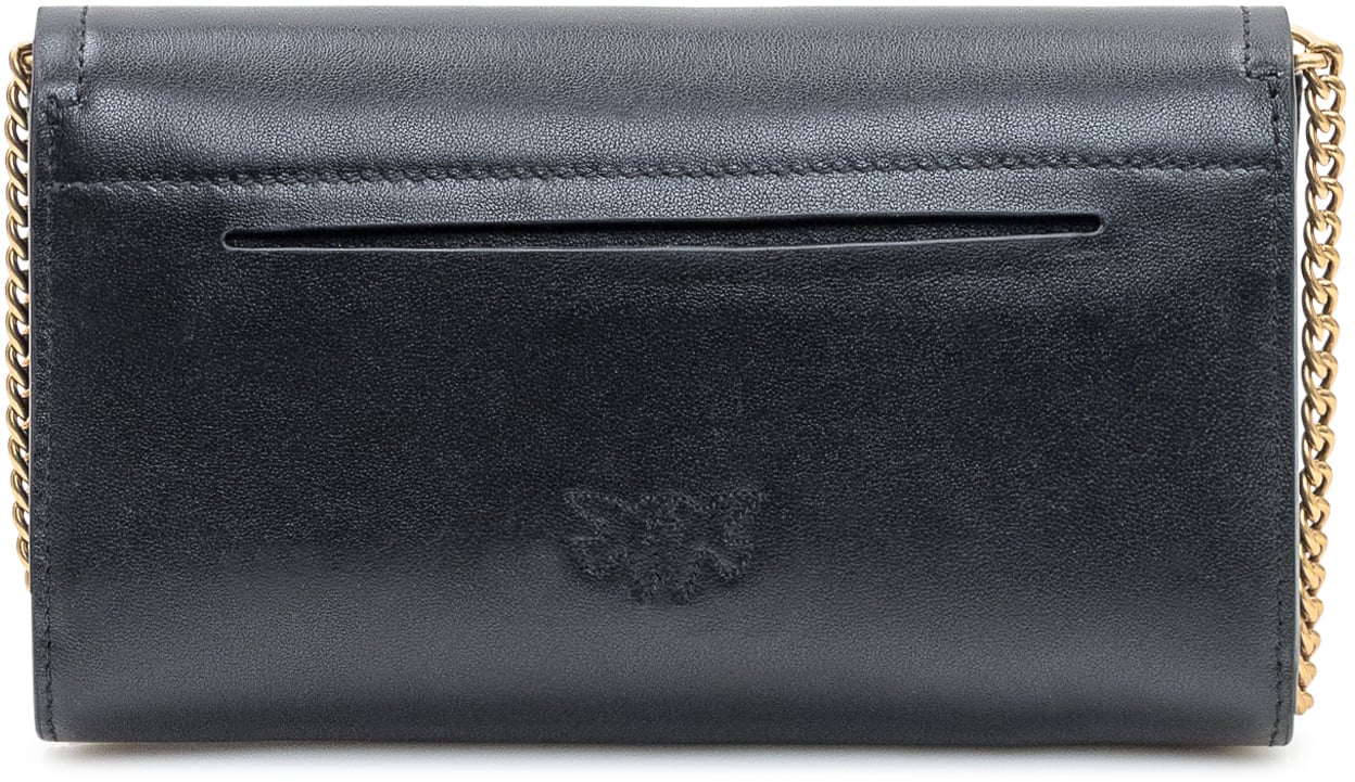 Pinko Portafoglio a Tracolla Pinko Saddle con Catena Nero Zwart