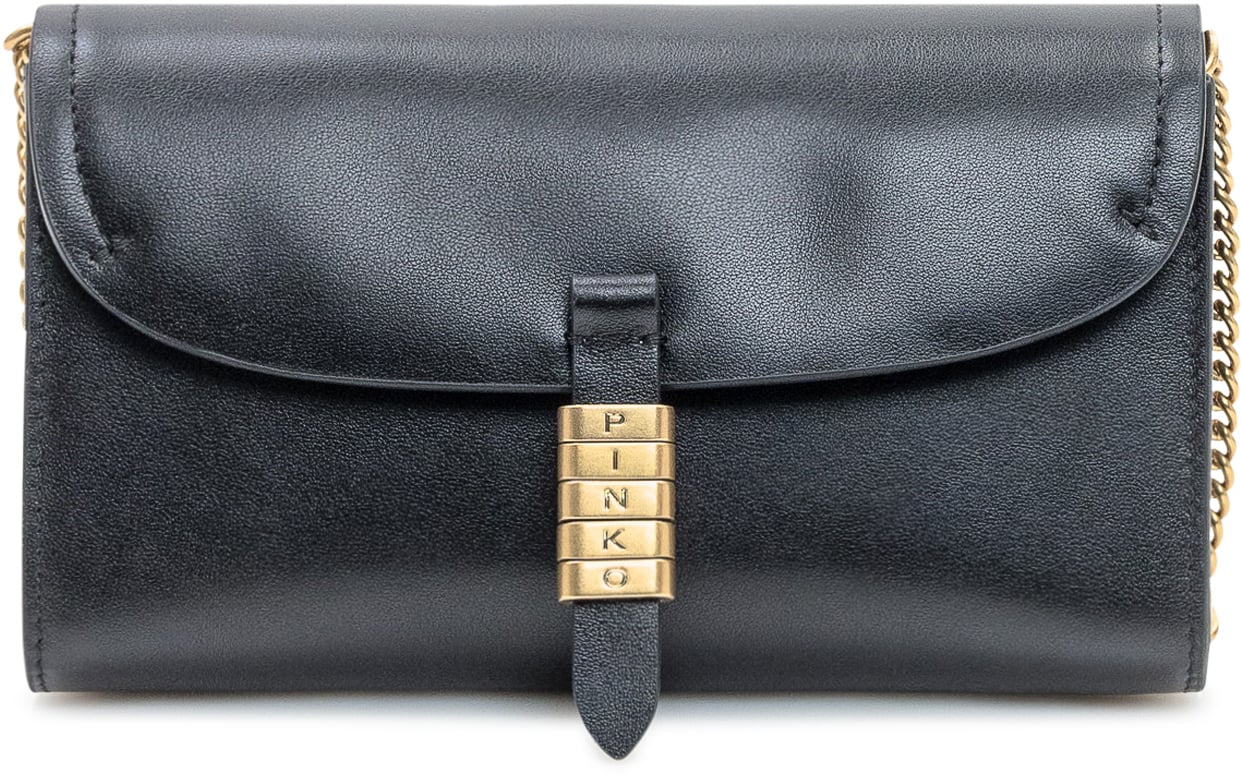 Pinko Portafoglio a Tracolla Pinko Saddle con Catena Nero Zwart