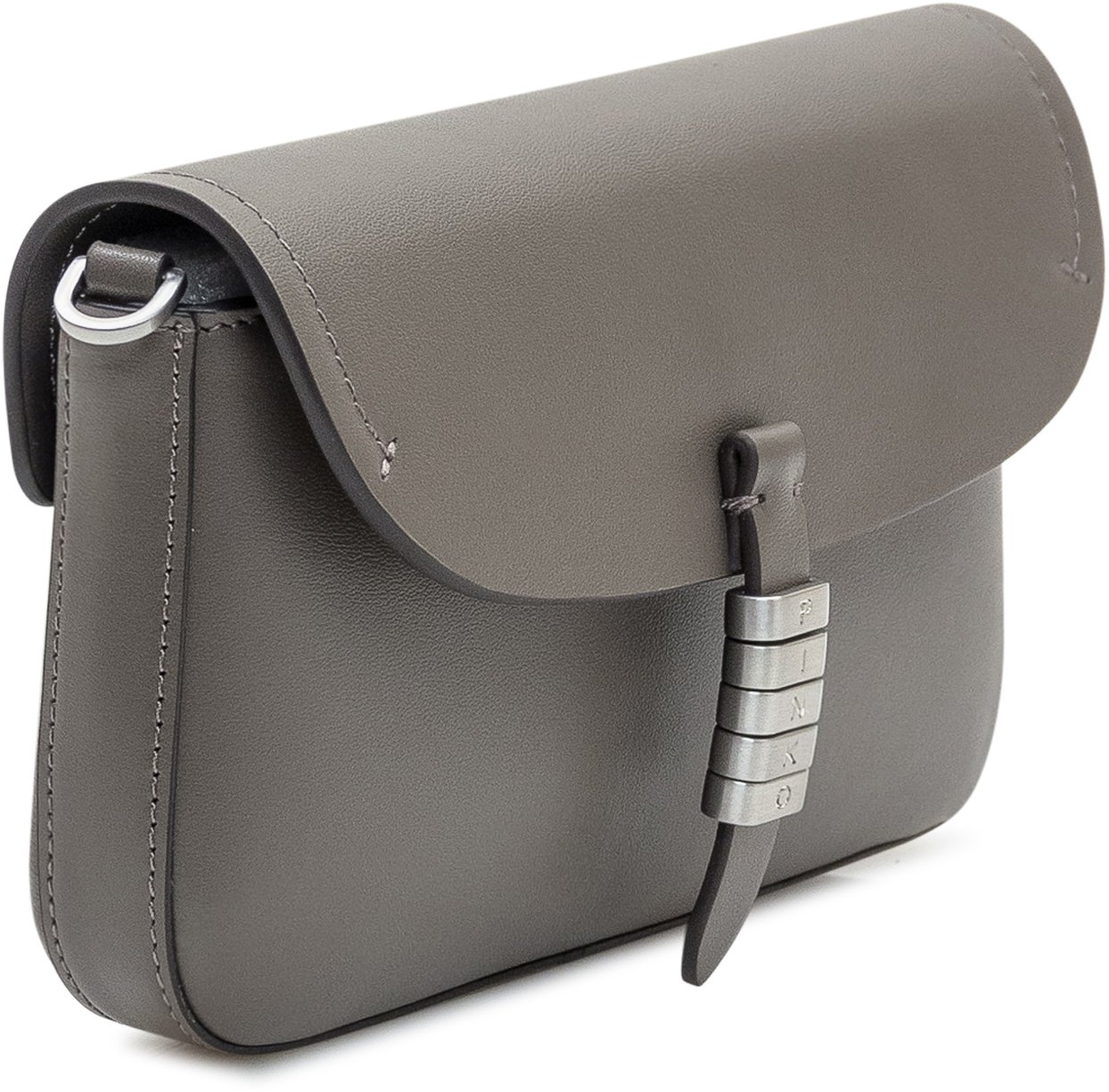 Pinko Pinko Saddle Flat in Pelle Grigia Grijs