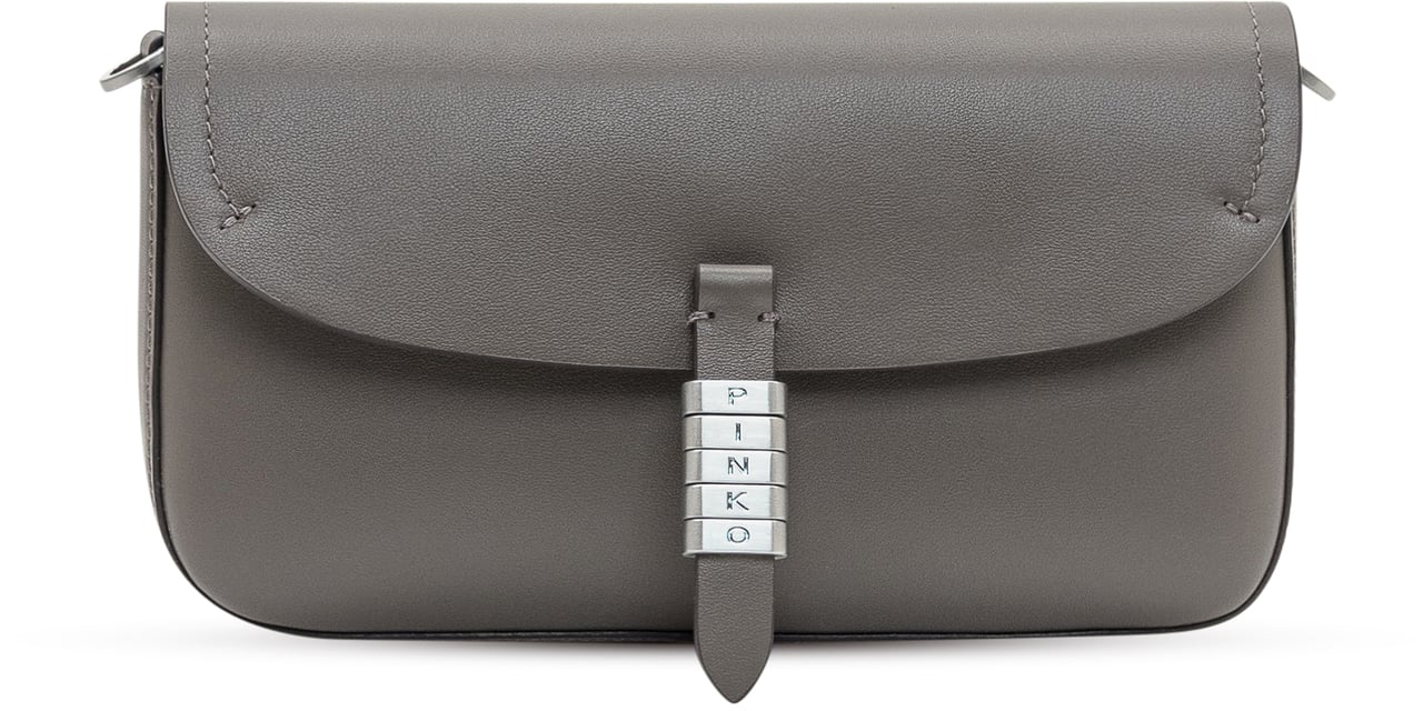 Pinko Pinko Saddle Flat in Pelle Grigia Grijs