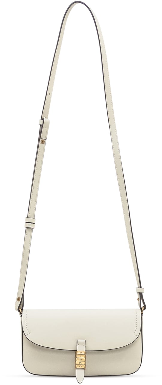 Pinko Pinko Saddle Flat in Pelle Avorio Wit
