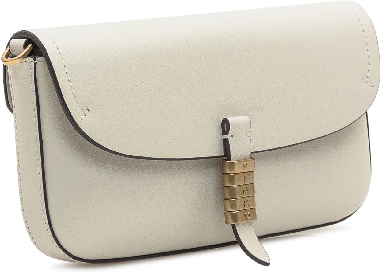 Pinko Pinko Saddle Flat in Pelle Avorio Wit