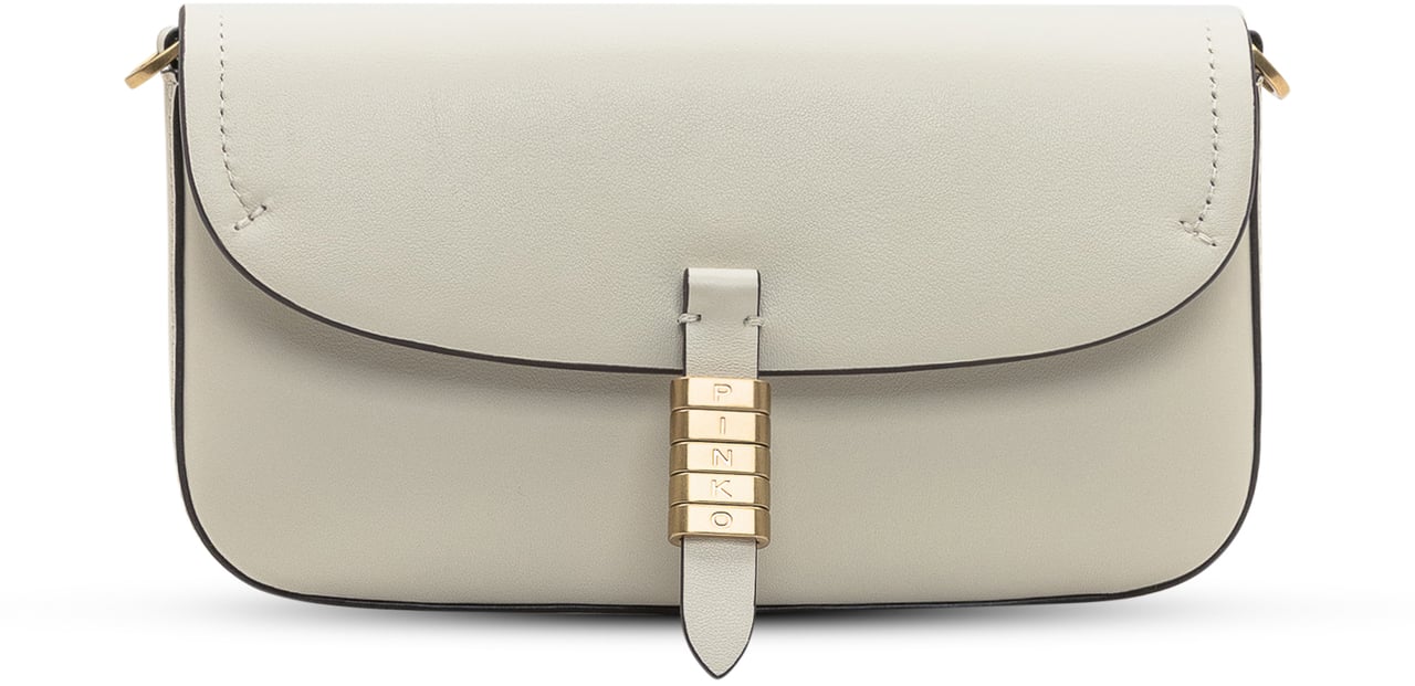 Pinko Pinko Saddle Flat in Pelle Avorio Wit
