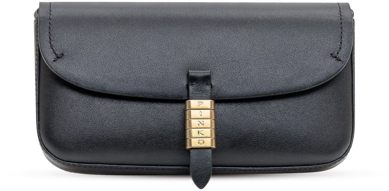 Pinko Pinko Saddle Flat in Pelle Nera Zwart