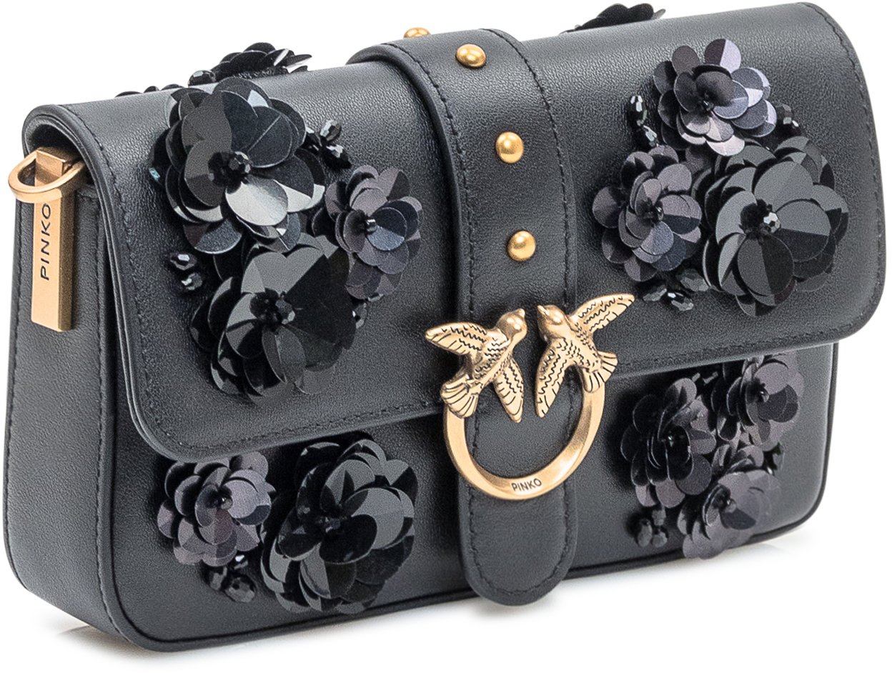 Pinko Borsa Love One con Applicazioni Floreali Pinko Zwart