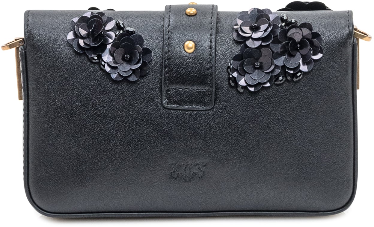 Pinko Borsa Love One con Applicazioni Floreali Pinko Zwart