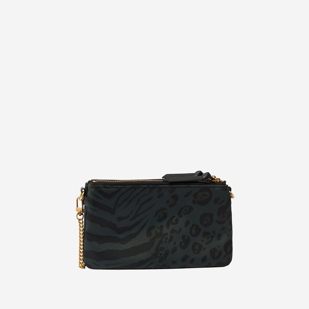 Pinko Rectangular Animal Print Shoulder Bag with Chain Strap Groen