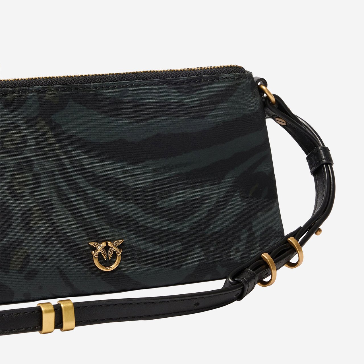 Pinko Rectangular Animal Print Shoulder Bag with Chain Strap Groen