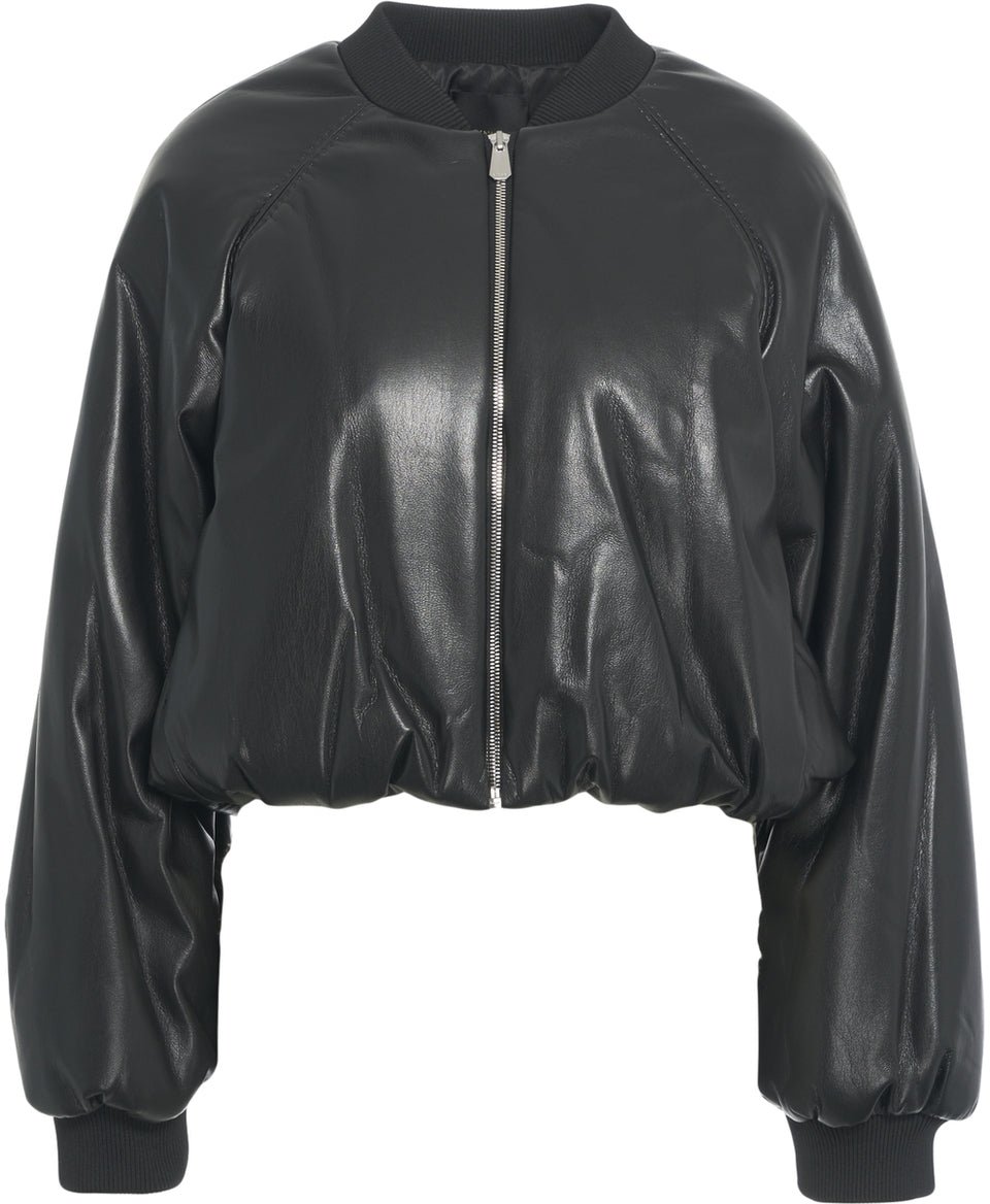 Pinko Faux leather bomber jacket Zwart