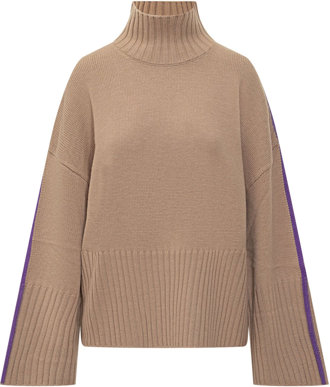 Pinko Pinko Maglia Barbados Dolcevita Beige con Riga Viola Beige