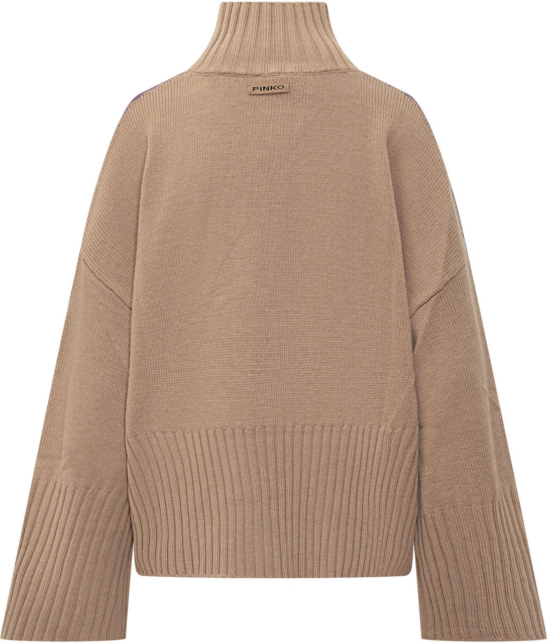 Pinko Pinko Maglia Barbados Dolcevita Beige con Riga Viola Beige