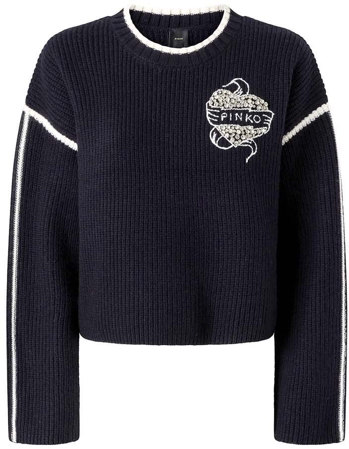 Pinko Sweaters Blu Bianco Blauw