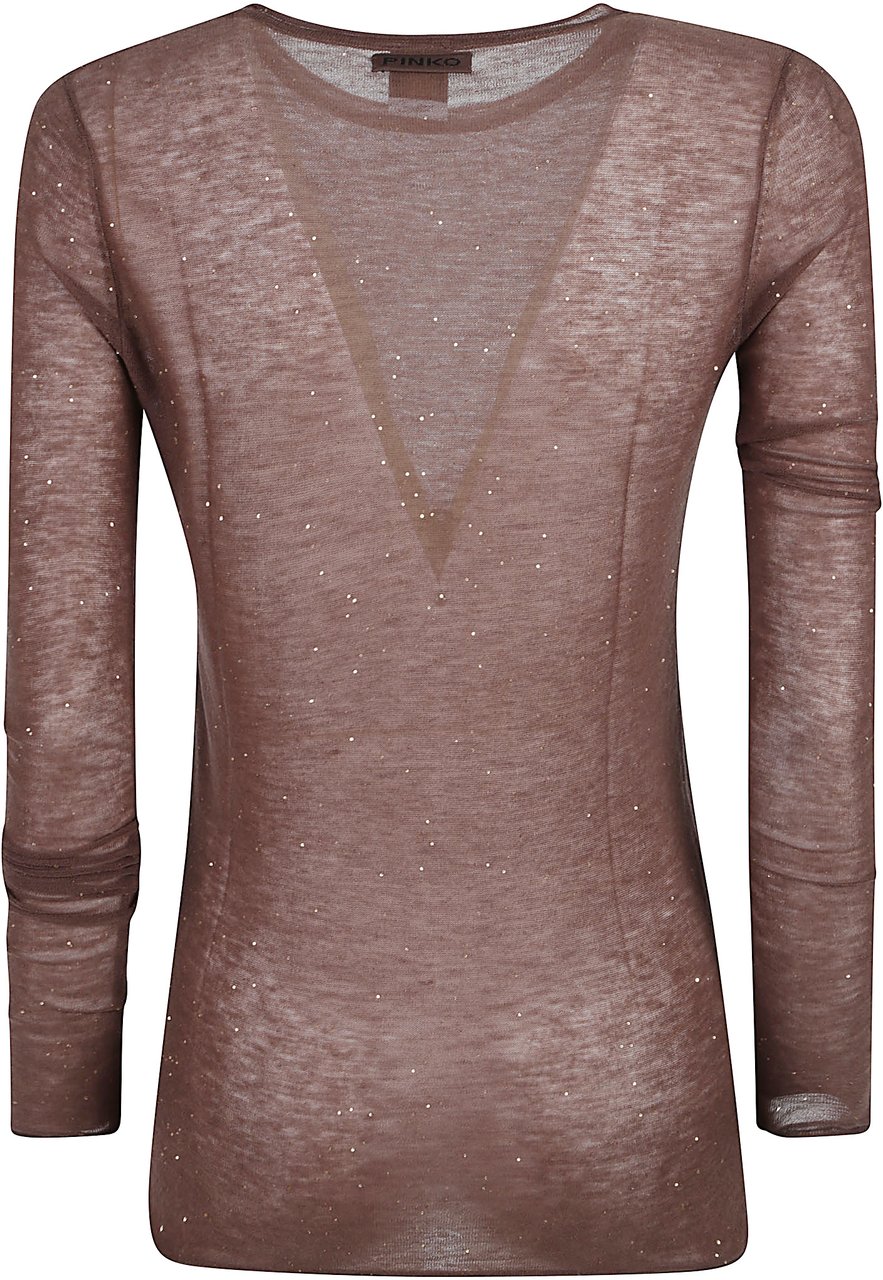 Pinko Pico Round Neck Sweater Brown Bruin