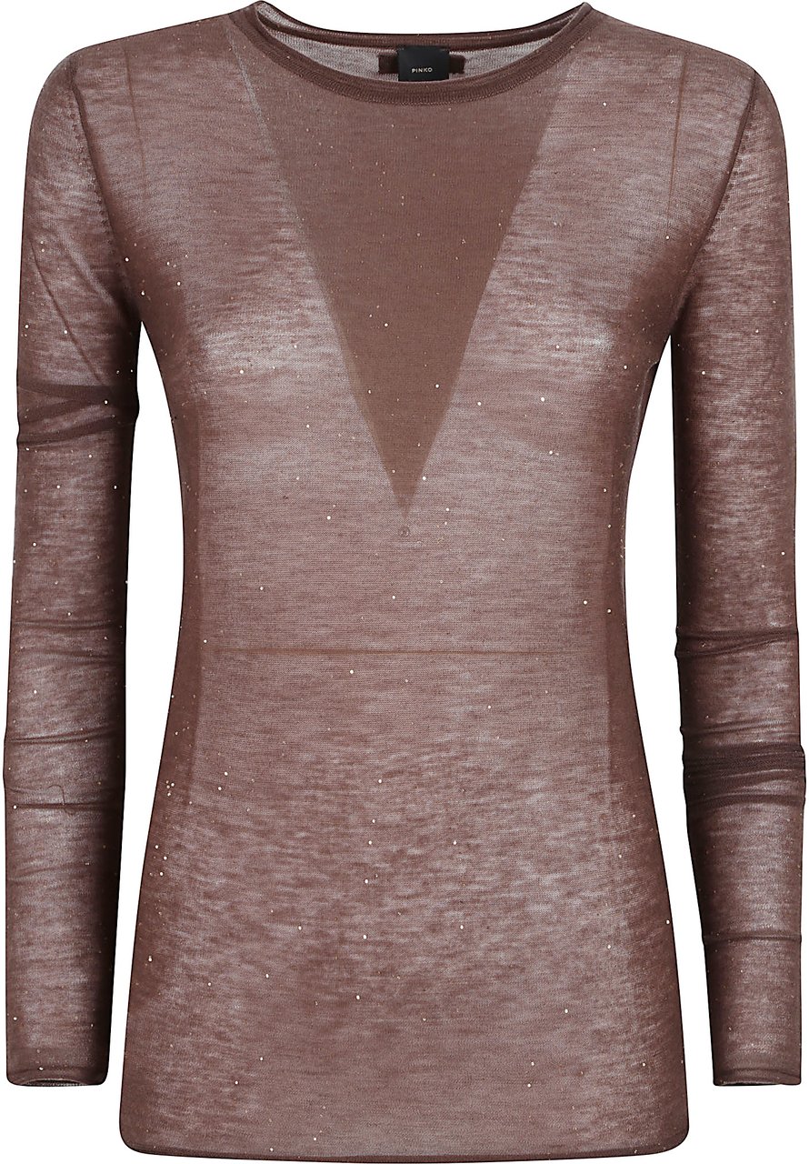 Pinko Pico Round Neck Sweater Brown Bruin