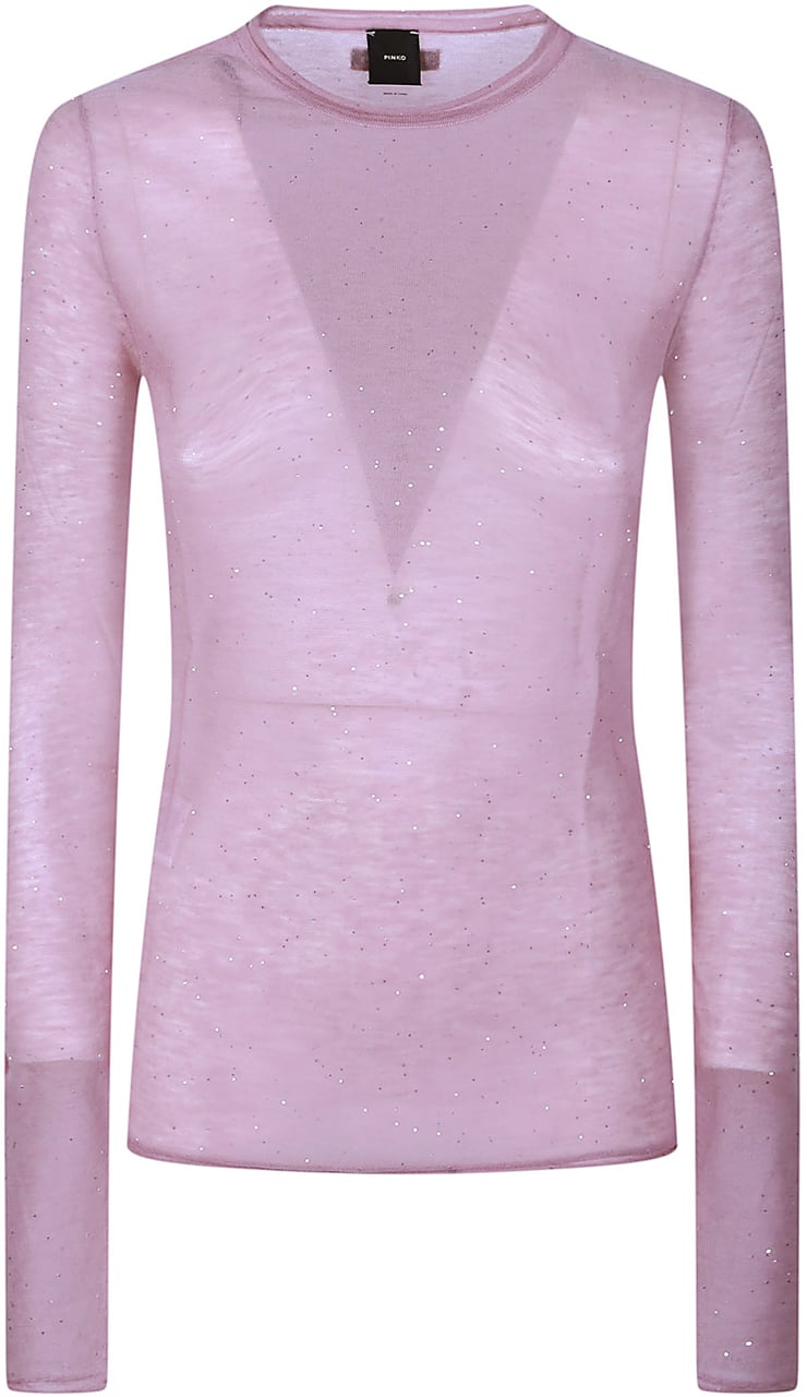 Pinko Pico Round Neck Sweater Pink Roze