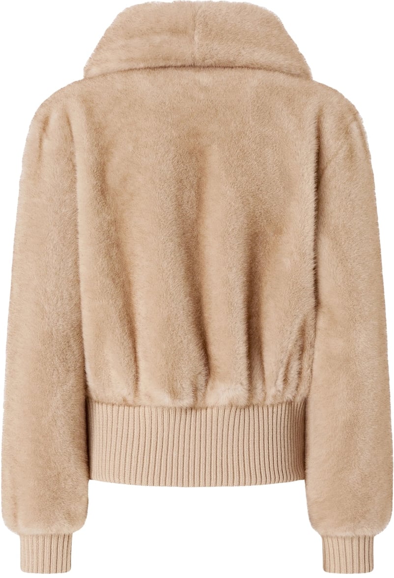 Pinko Faux fur bomber jacket Beige