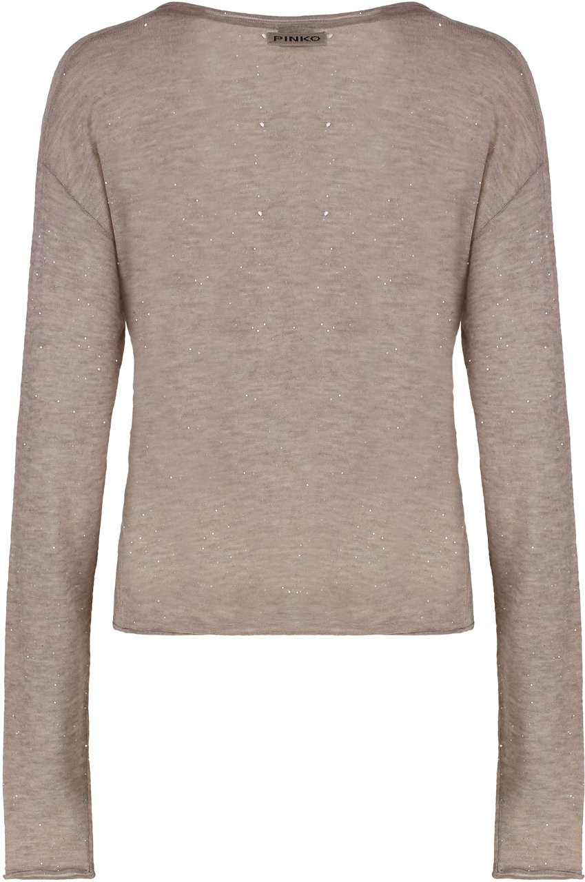 Pinko Salomone Long sleeve sequin top Beige
