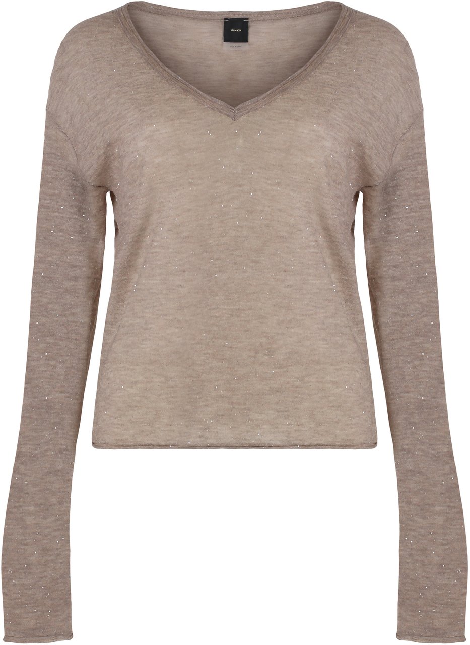 Pinko Salomone Long sleeve sequin top Beige