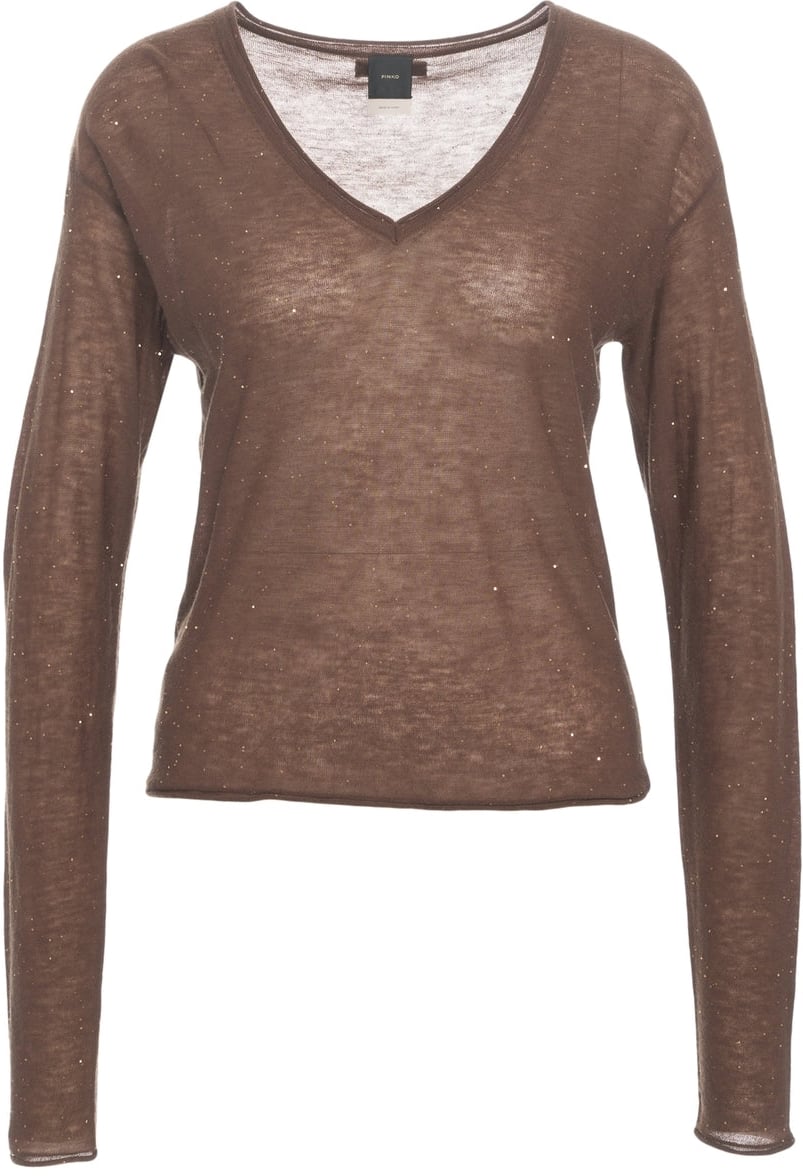 Pinko Pullover with Glitter Finish 'Salomone' Bruin