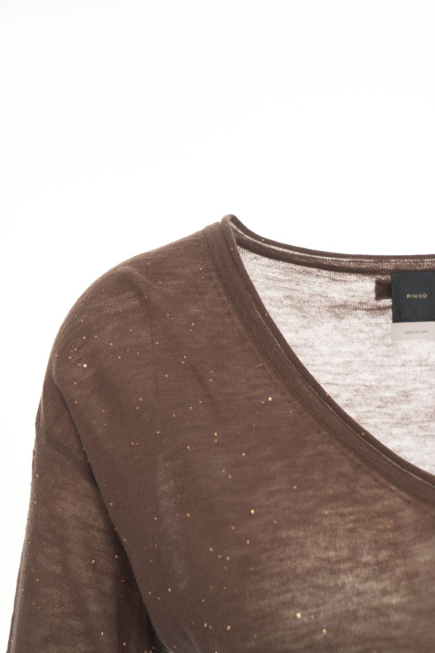 Pinko Pullover with Glitter Finish 'Salomone' Bruin