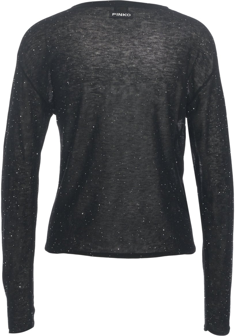 Pinko Pullover with Glitter Finish 'Salomone' Zwart