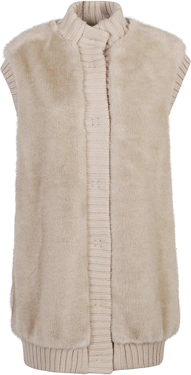 Pinko Genovese Faux Fur Vest Nude & Neutrals Beige