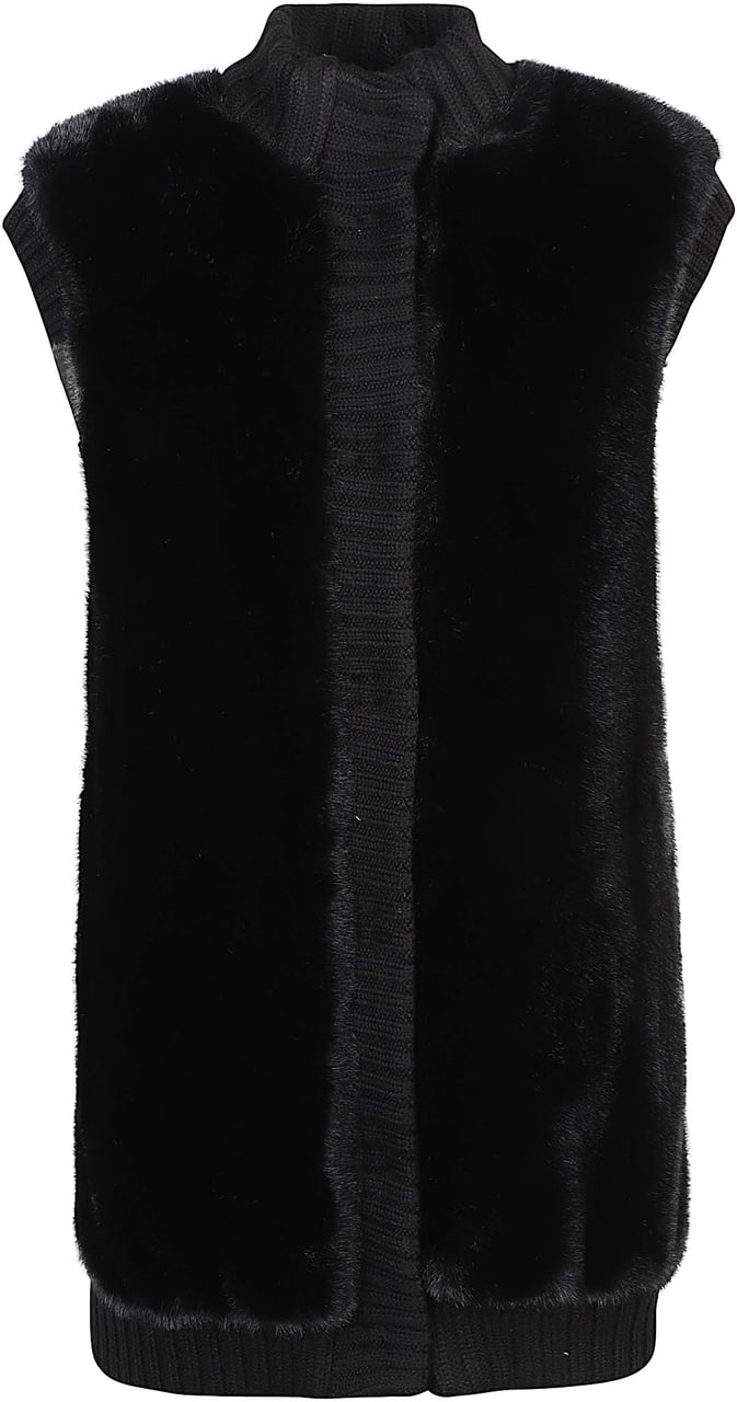 Pinko Genovese Faux Fur Vest Black Zwart
