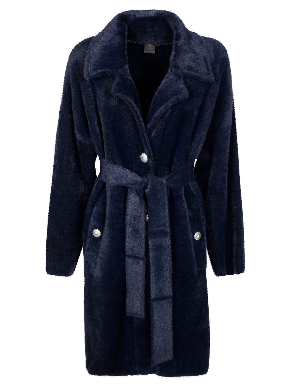 Pinko Robe-Style Faux Fur Coat with Belted Waist Neutraal