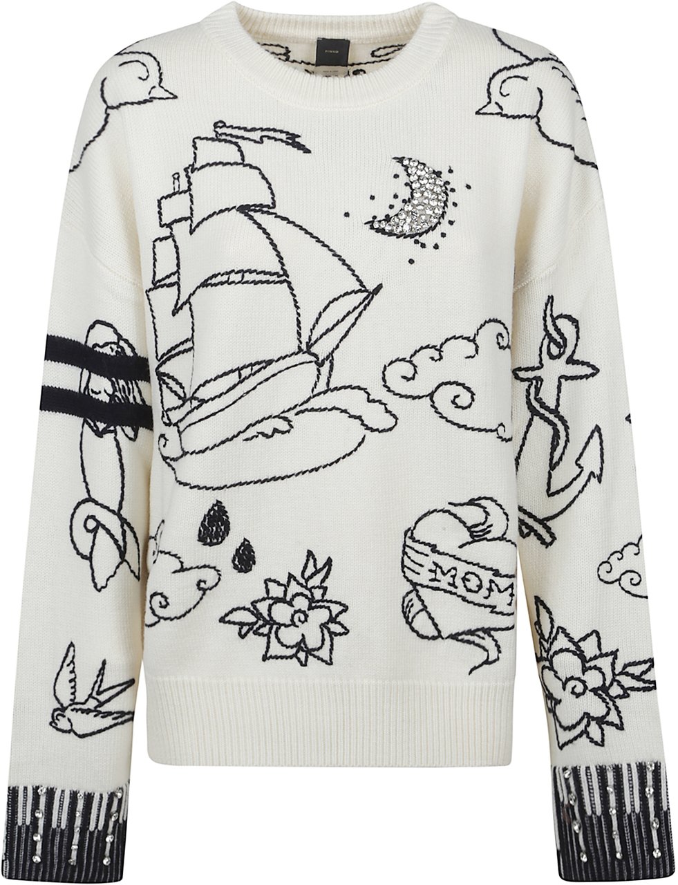 Pinko Andros Round Neck Sweater White Wit