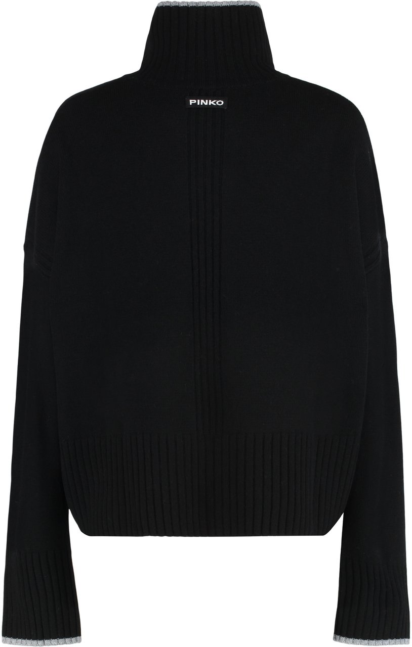 Pinko Falkland Wool and cashmere sweater Zwart